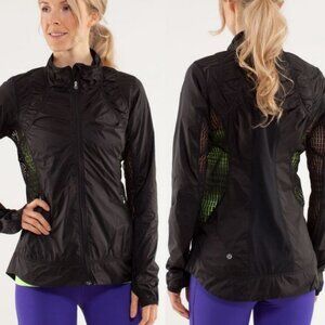 Lululemon Black Mesh Running Jacket‎ Coat Size 4 Lightweight Nothin Hide Travel